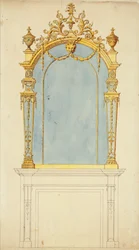 Ontwerp voor een vergulde houten spiegel